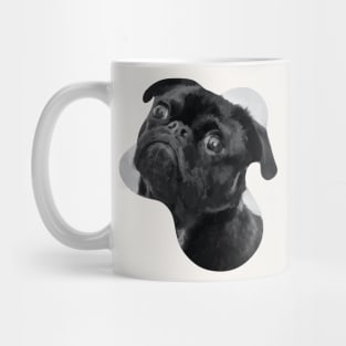 a black sad pug dog painting Mug